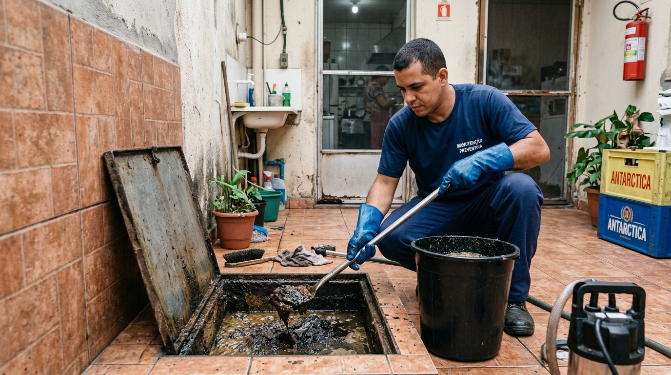 Limpeza de Caixa de Gordura com Equipe em Betim‑MG
